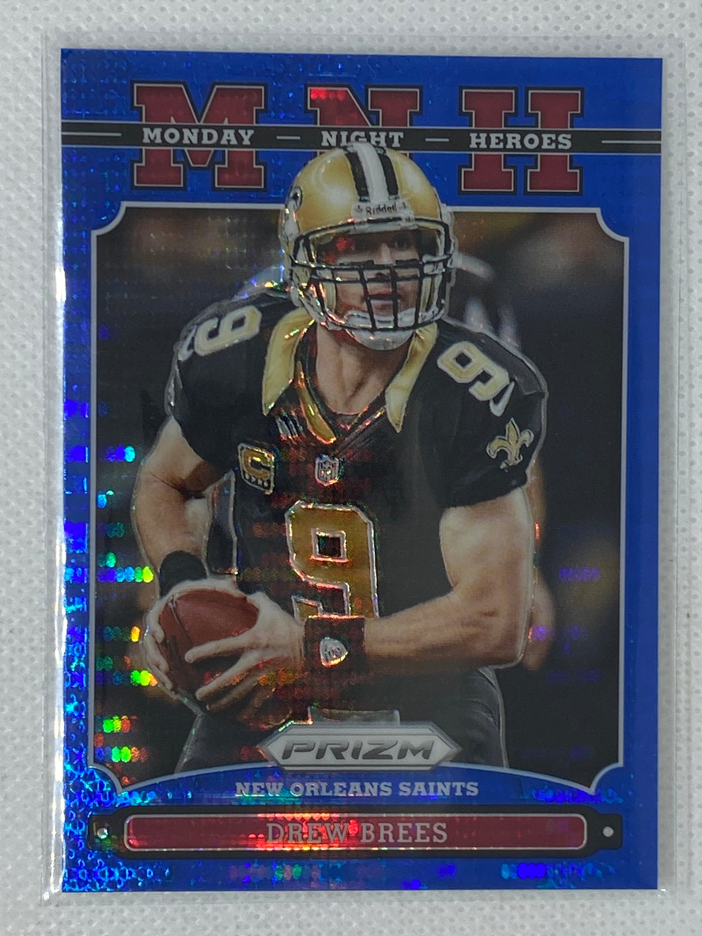 2013 Panini Prizm Monday Night Heroes Blue Pulsar SSP Drew Brees New Orleans Saints #13
