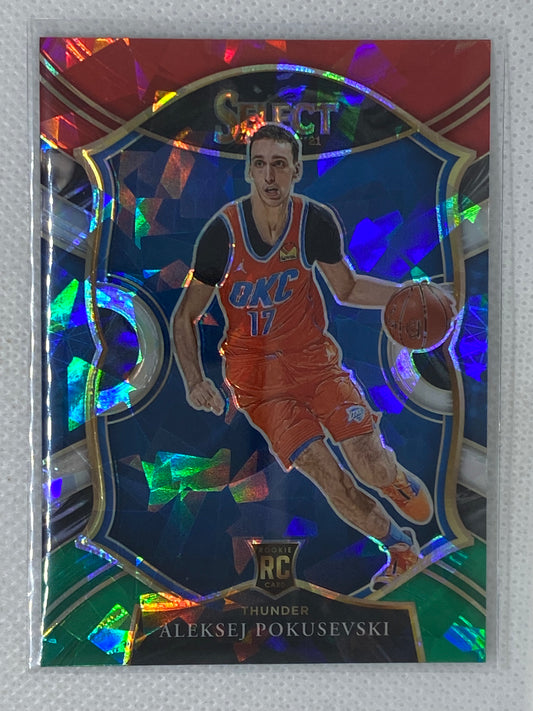 2020-21 Panini Select Concourse Tri Color Cracked Ice RC Aleksej Pokusevski #77