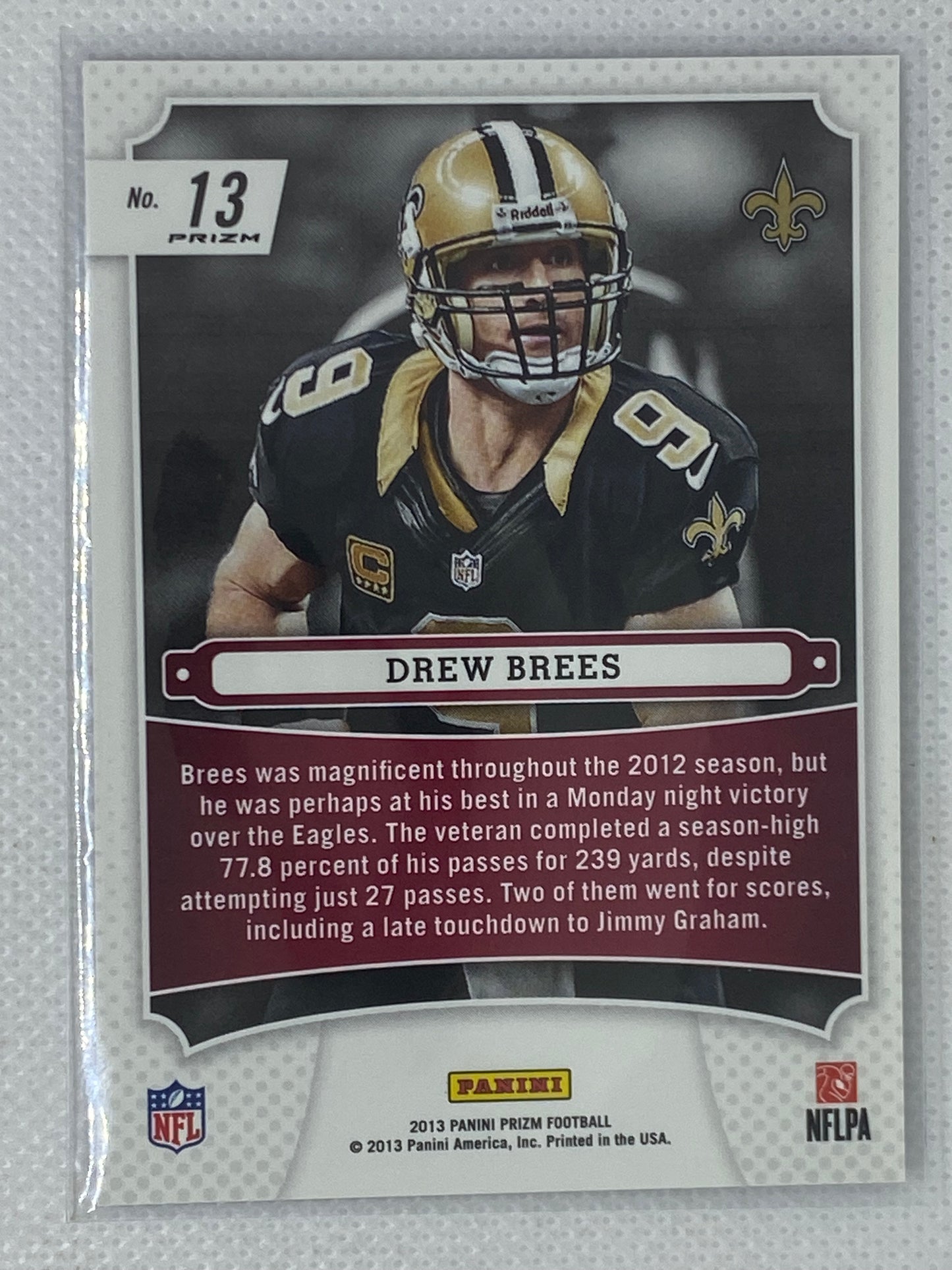 2013 Panini Prizm Monday Night Heroes Blue Pulsar SSP Drew Brees New Orleans Saints #13