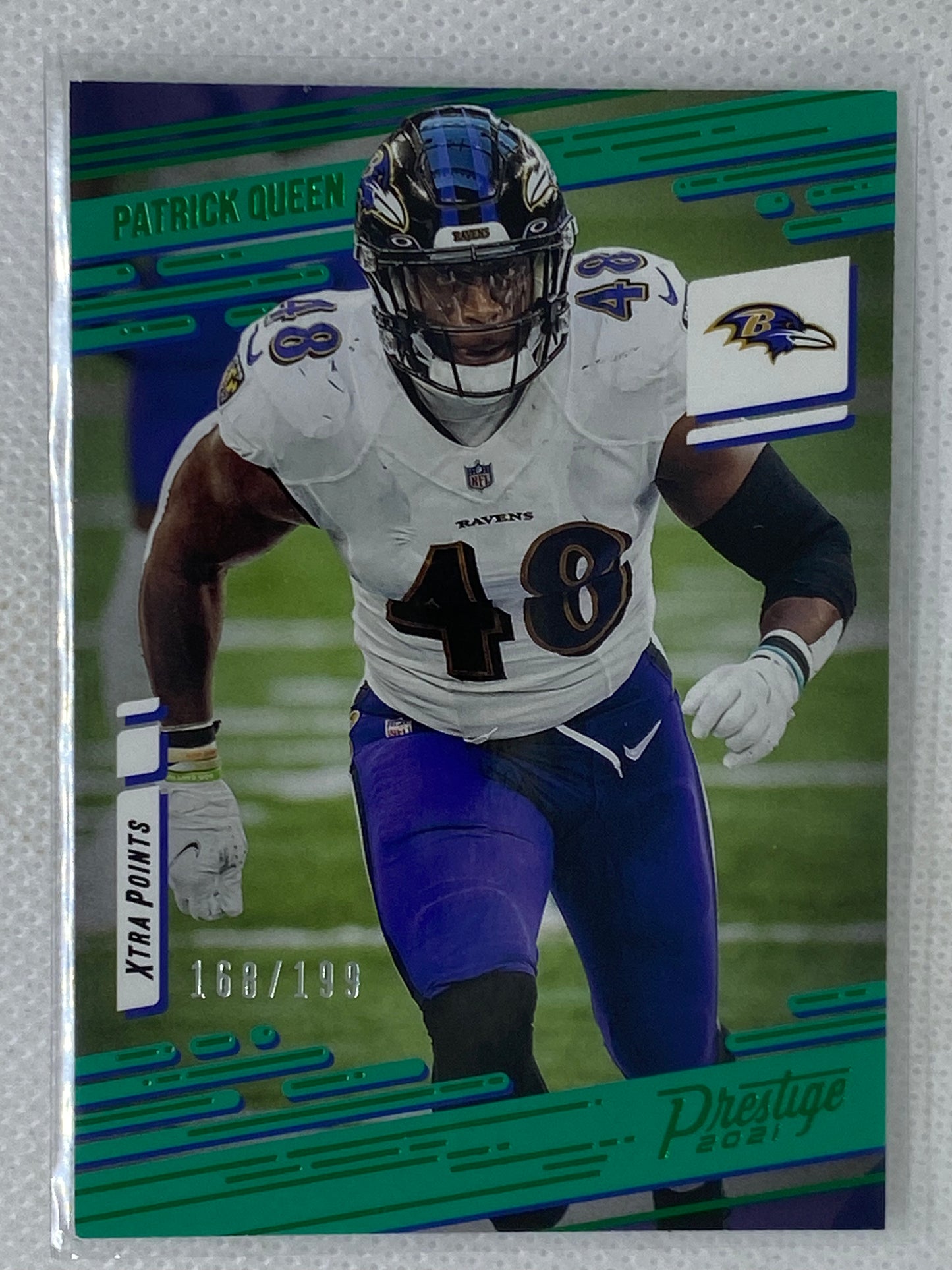 2021 Panini Prestige Green Parallel /199 Patrick Queen #24 Baltimore Ravens