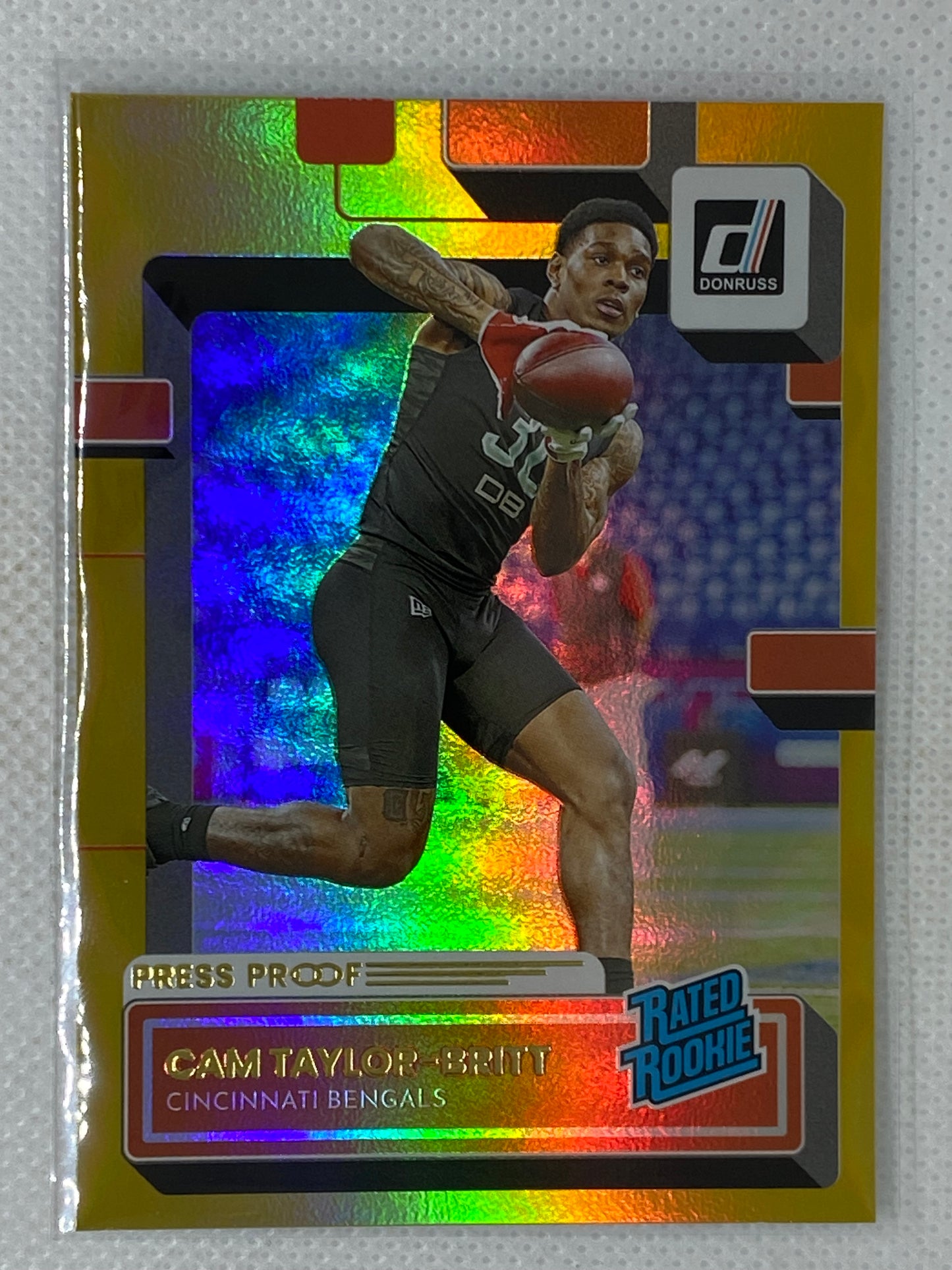 2022 Donruss Press Proof Premium Gold Cam Taylor-Britt Rookie #378 Cincinnati Bengals
