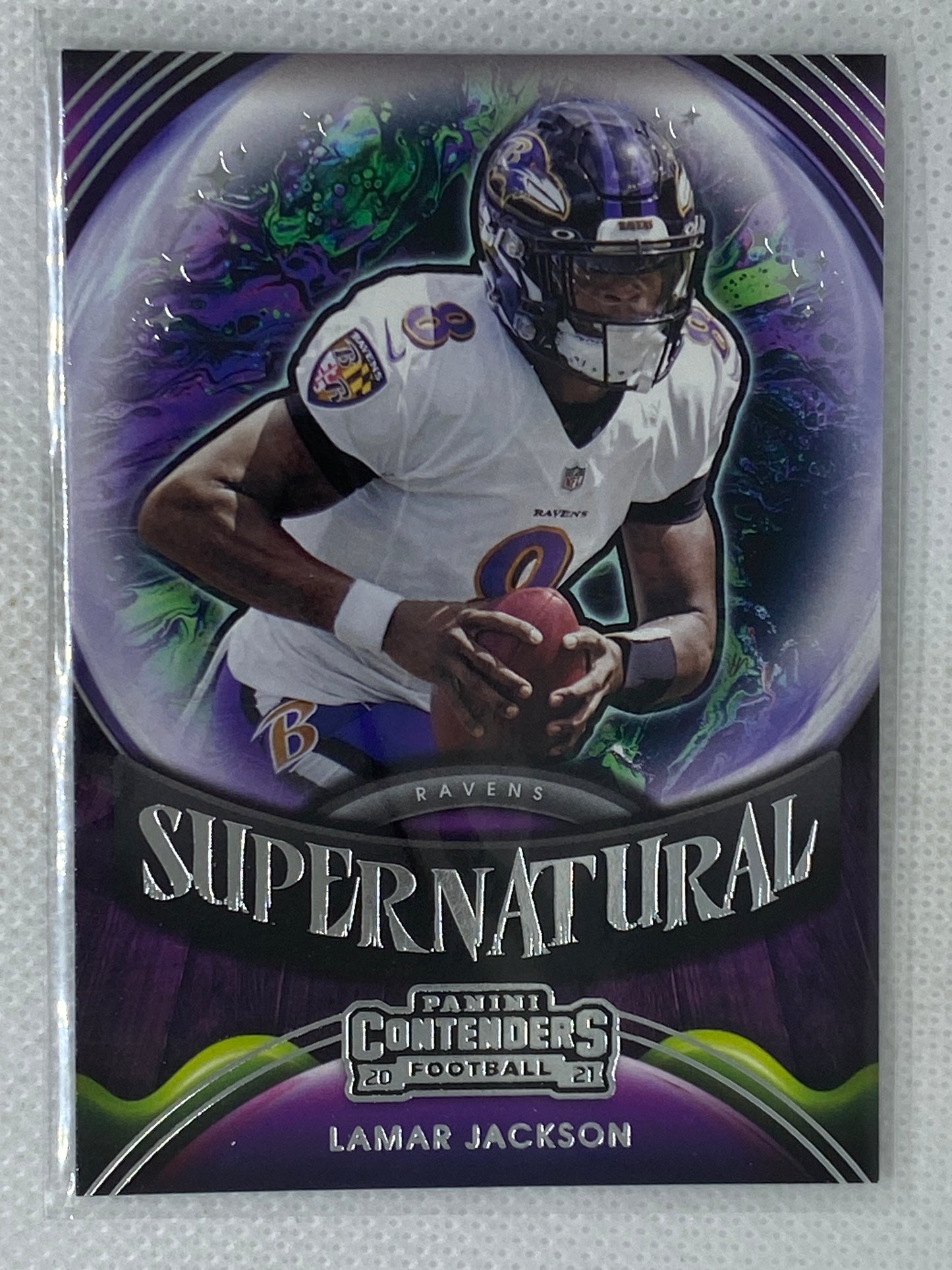 2021 Panini Contenders Lamar Jackson Supernatural #SN-LJA Baltimore Ravens