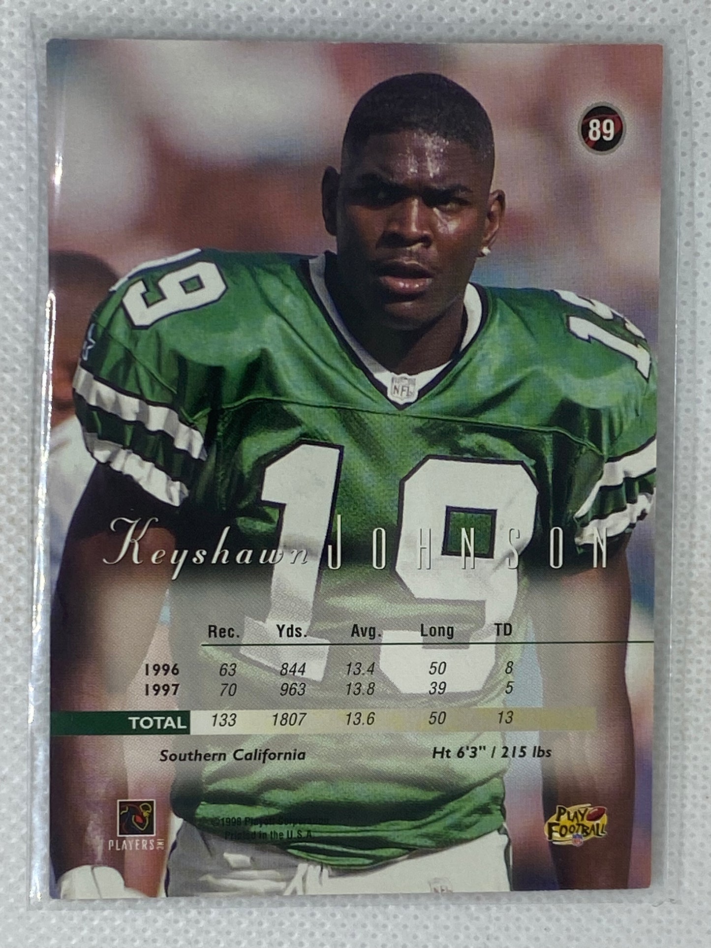 1998 Playoff Prestige Retail Red Keyshawn Johnson #89 New York Jets