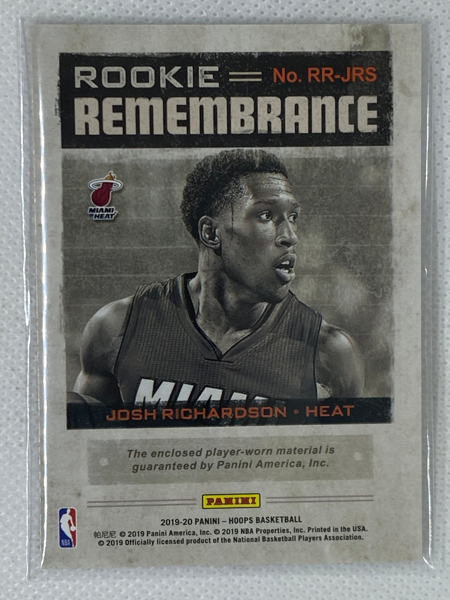 2019-20 Panini NBA Hoops Rookie Remembrance Winter Josh Richardson #RR-JRS