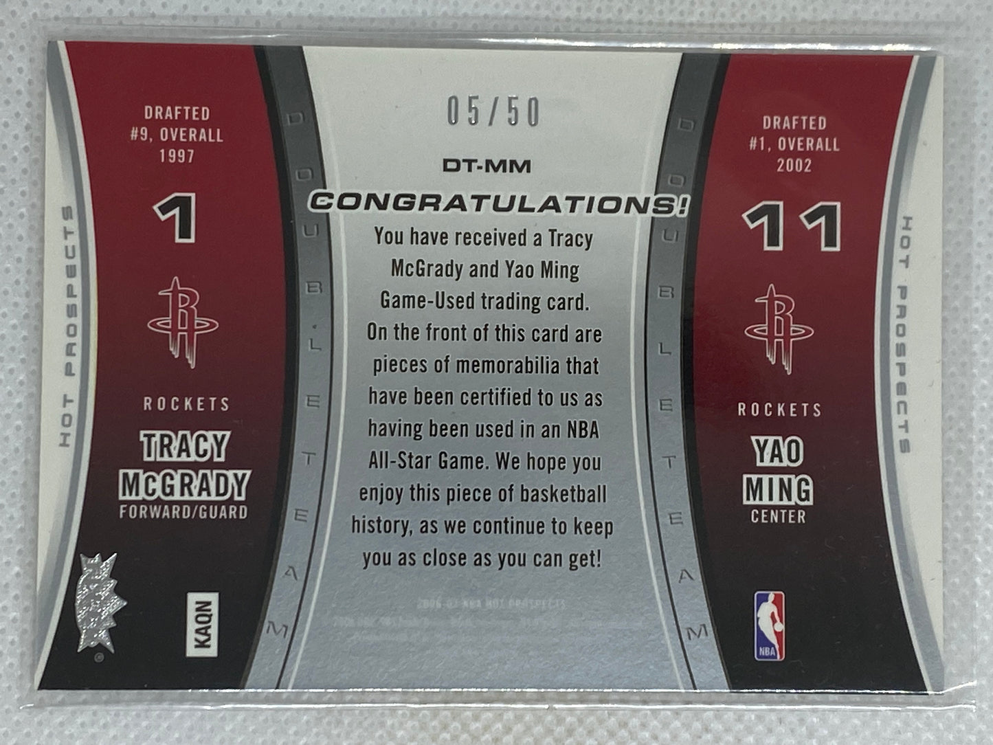 2006-07 Fleer Hot Prospects DoubleTeam /50 Tracy McGrady Yao Ming #DT-MM HOF