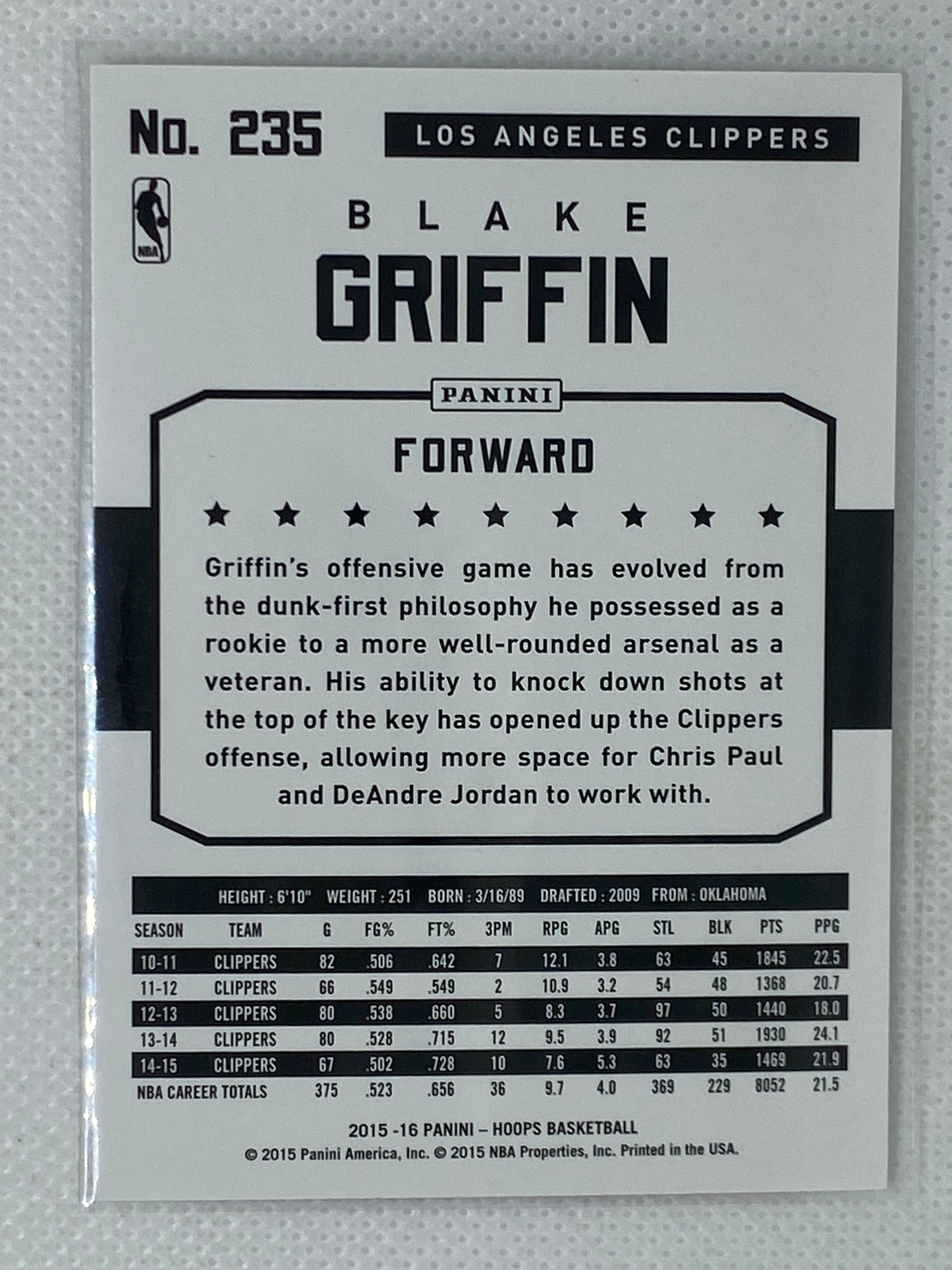 2015-16 Panini Hoops Blake Griffin #235 Los Angeles Clippers