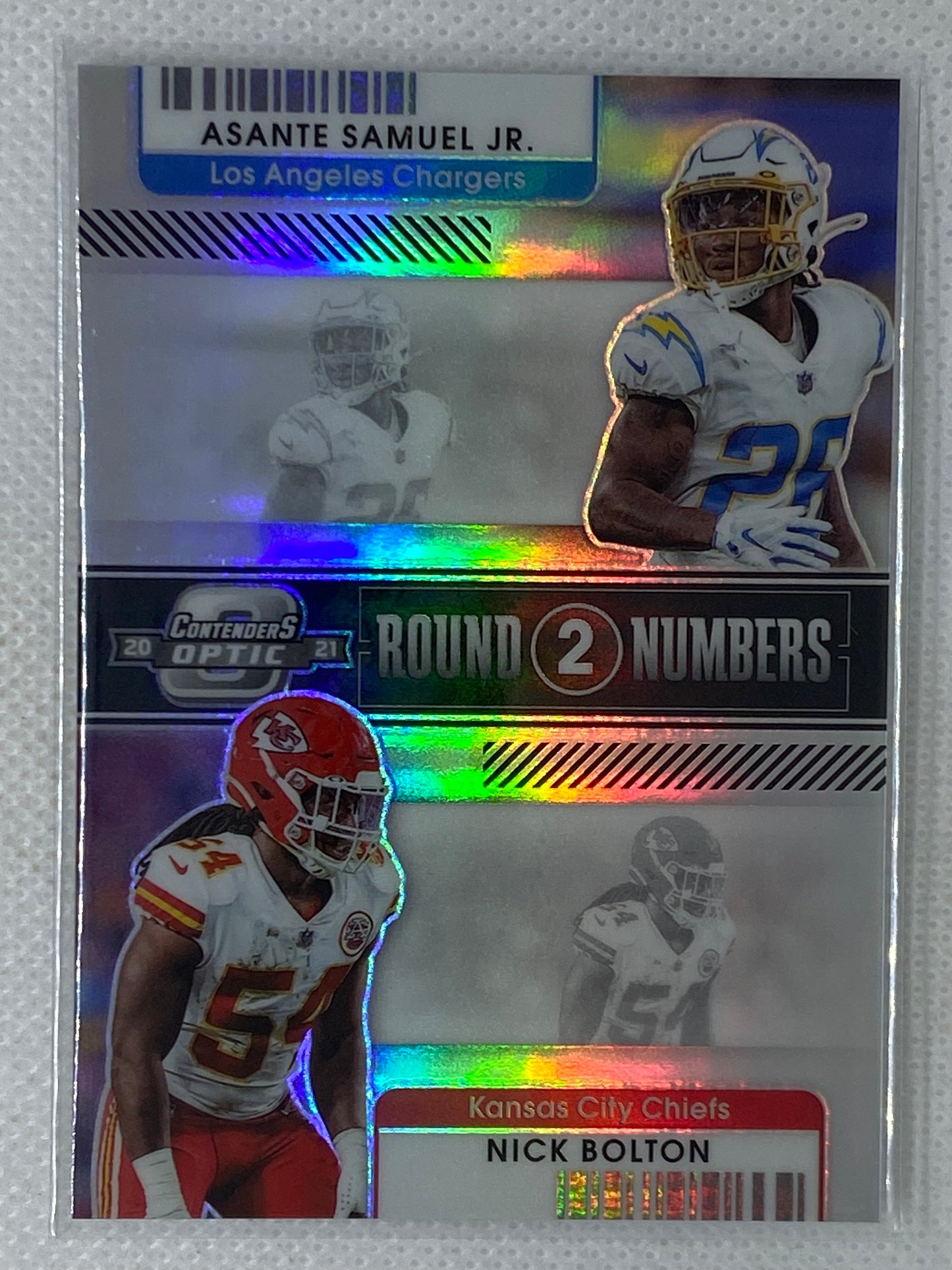 Nick Bolton / Asante Samuel Jr. 2021 Contenders Optic Round Numbers RN-ASA