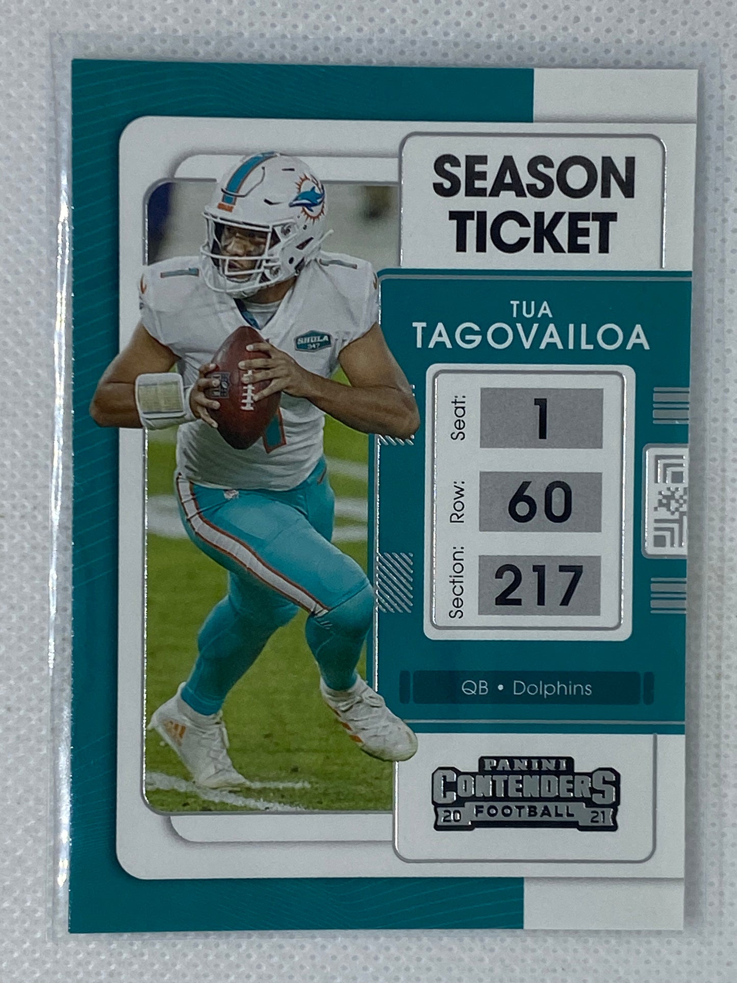 2021 Panini Contenders Tua Tagovailoa Season Ticket #60 Miami Dolphins