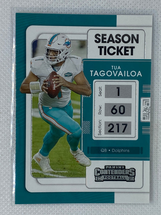2021 Panini Contenders Tua Tagovailoa Season Ticket #60 Miami Dolphins