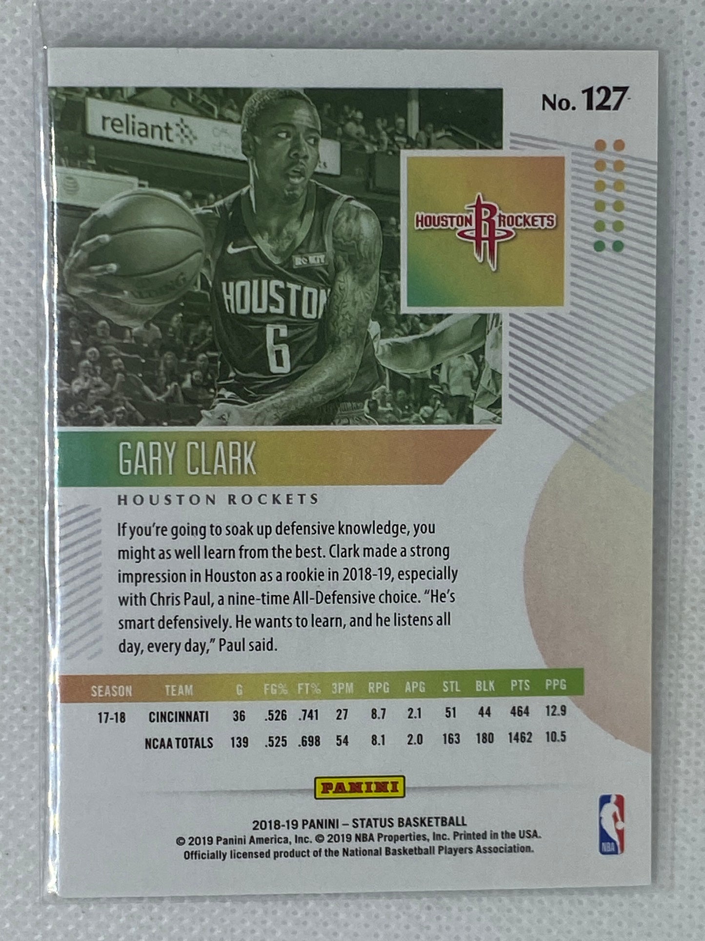 2018-19 Panini Status Rookies 1 Aqua Gary Clark #127 Rookie RC