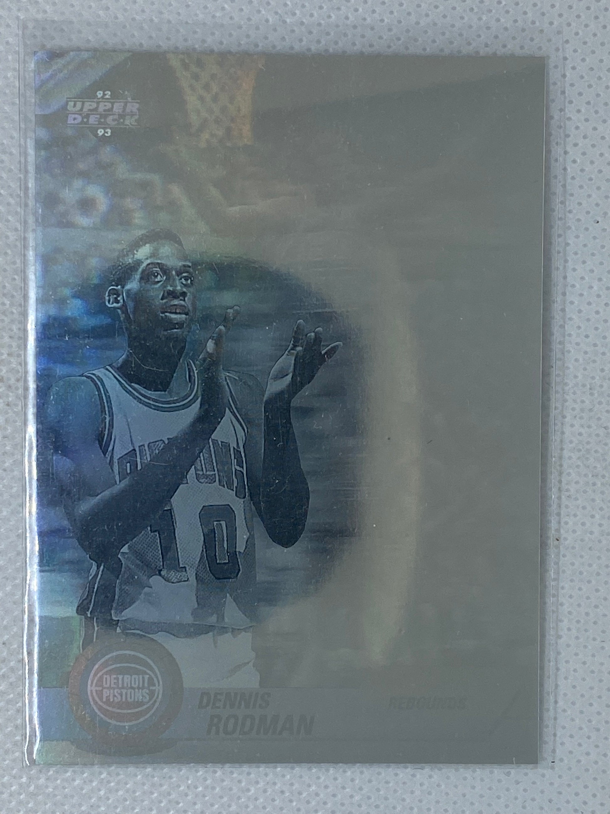dennis rodman holographic card 1992-93 Upper Deck Basketball Hologram Dennis Rodman Card #AW3 Detroit Pistons