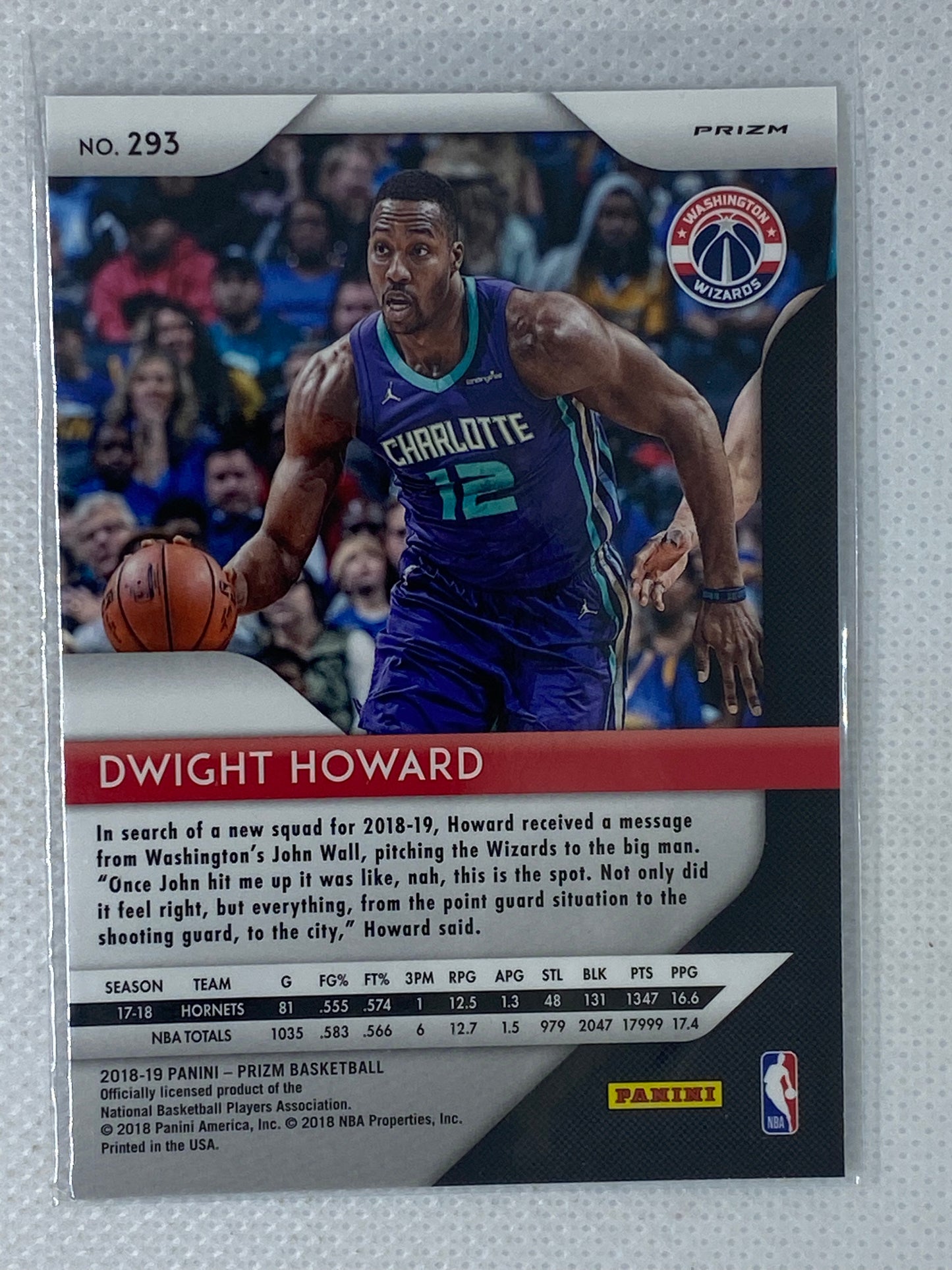 2018-19 Panini Prizm Silver #293 Dwight Howard Wizards