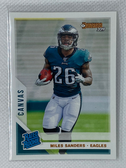 2019 Panini Donruss Football Miles Sanders Rated Rookie Canvas #322 Eagles RC