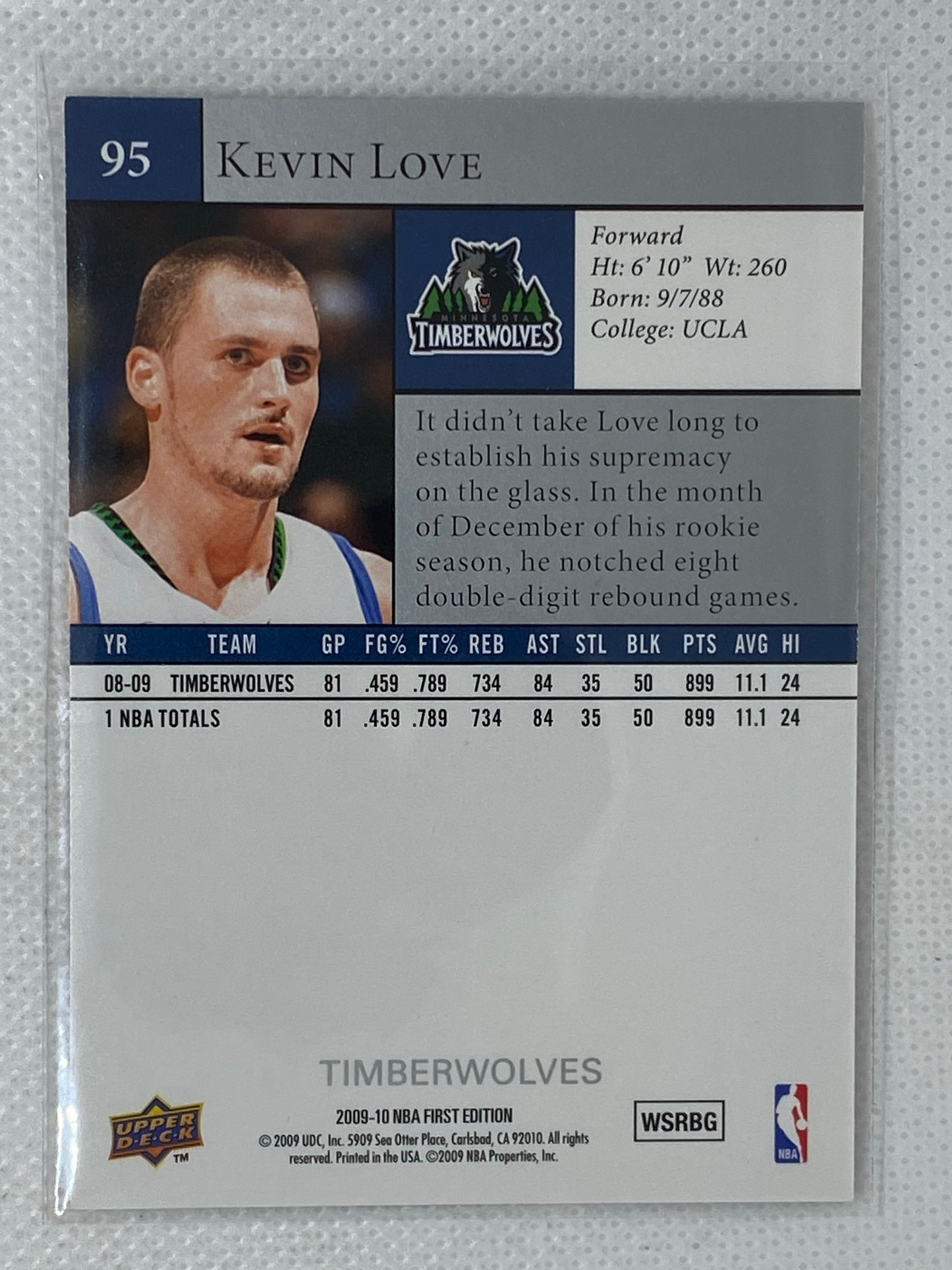 2009-10 Upper Deck First Edition Basketball #95 Kevin Love