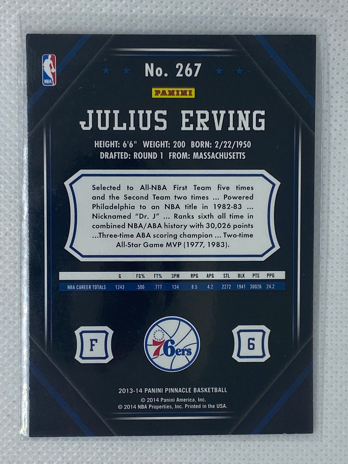 2013-14 Panini Pinnacle #267 Artist Proof Silver Julius Erving