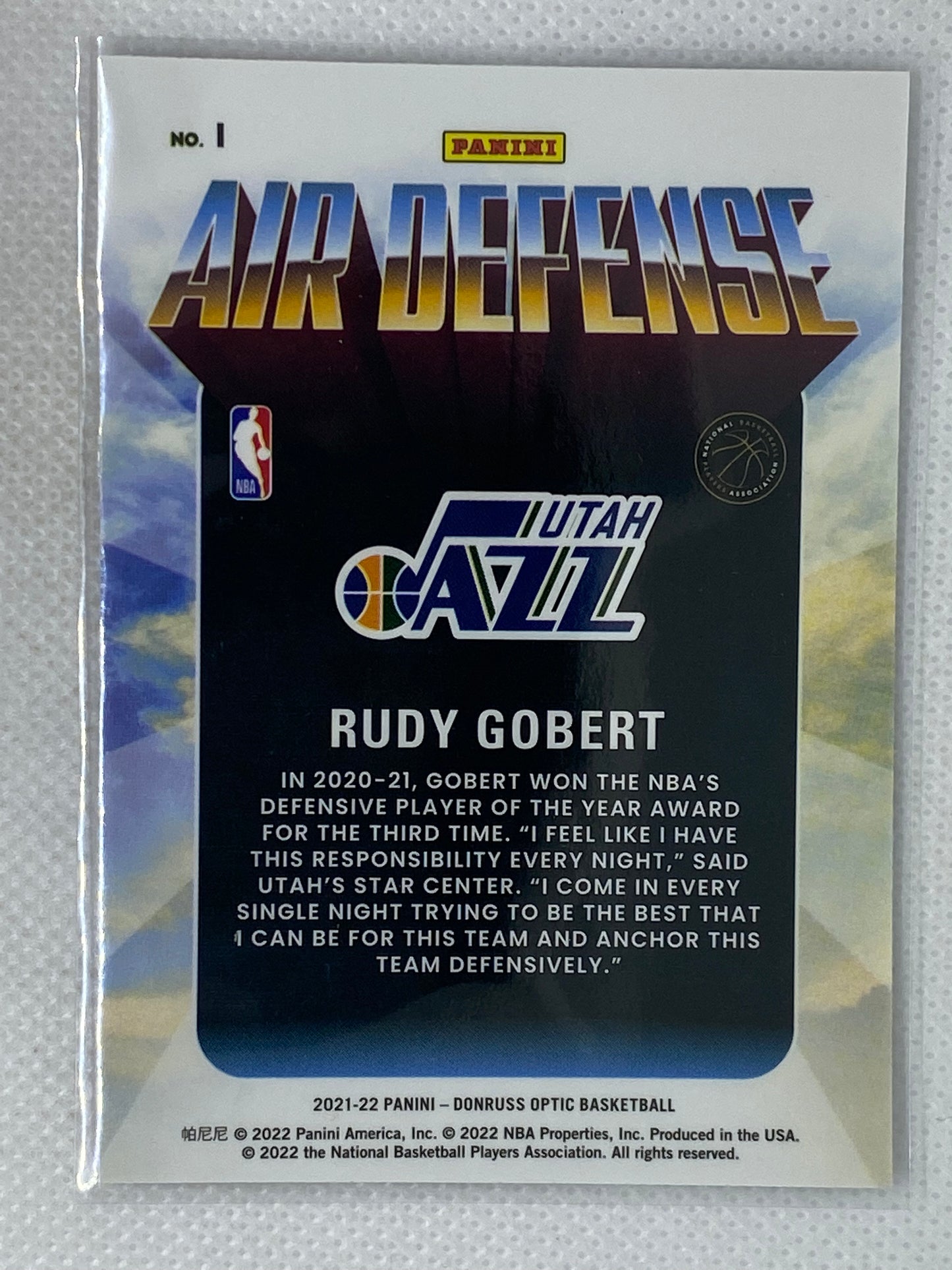 2021-22 Panini Donruss Optic Rudy Gobert Air Defense Utah Jazz #182