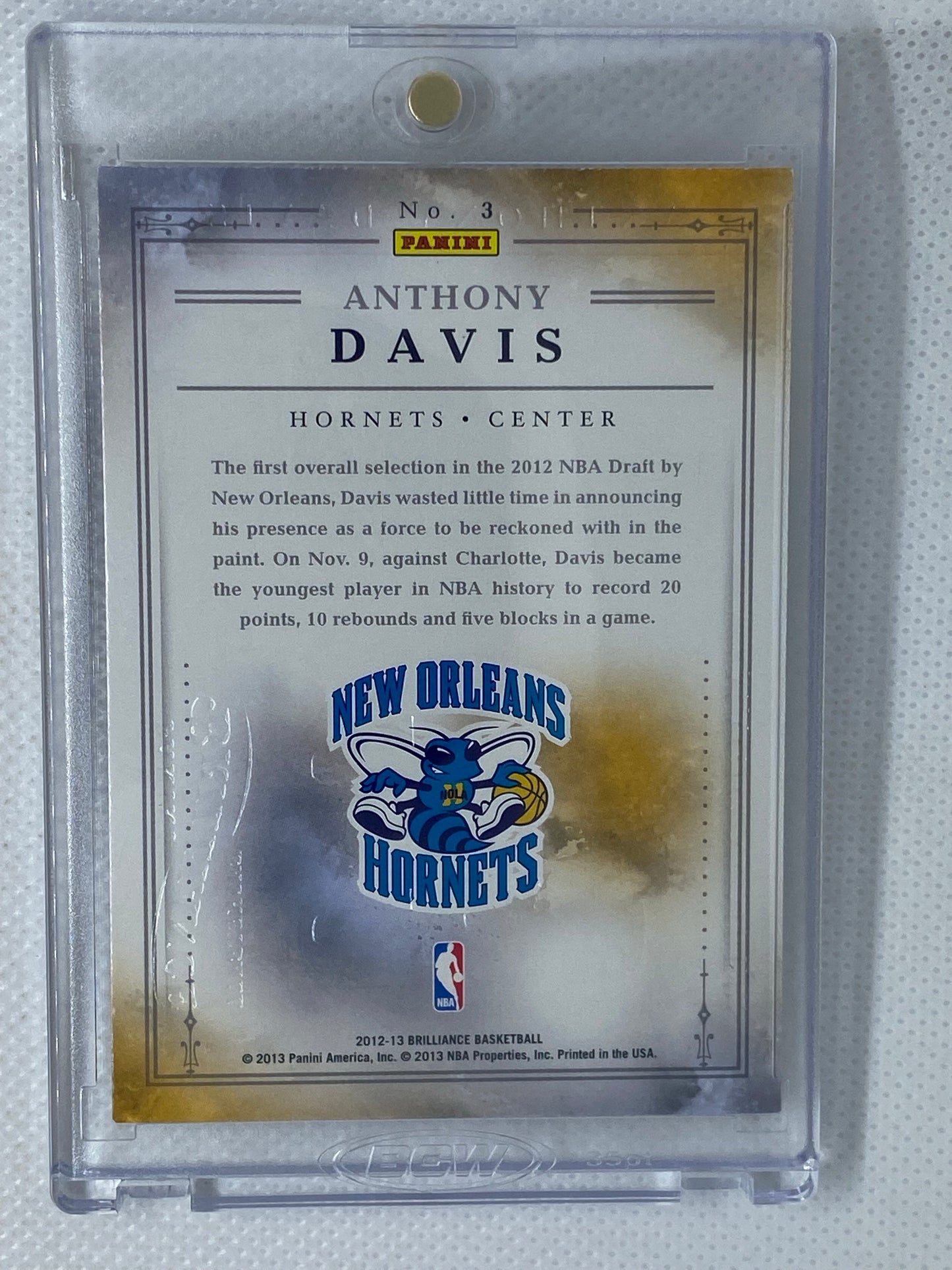 2012-13 Panini Brilliance Anthony Davis Magic Numbers Rookie RC Lakers Pelicans