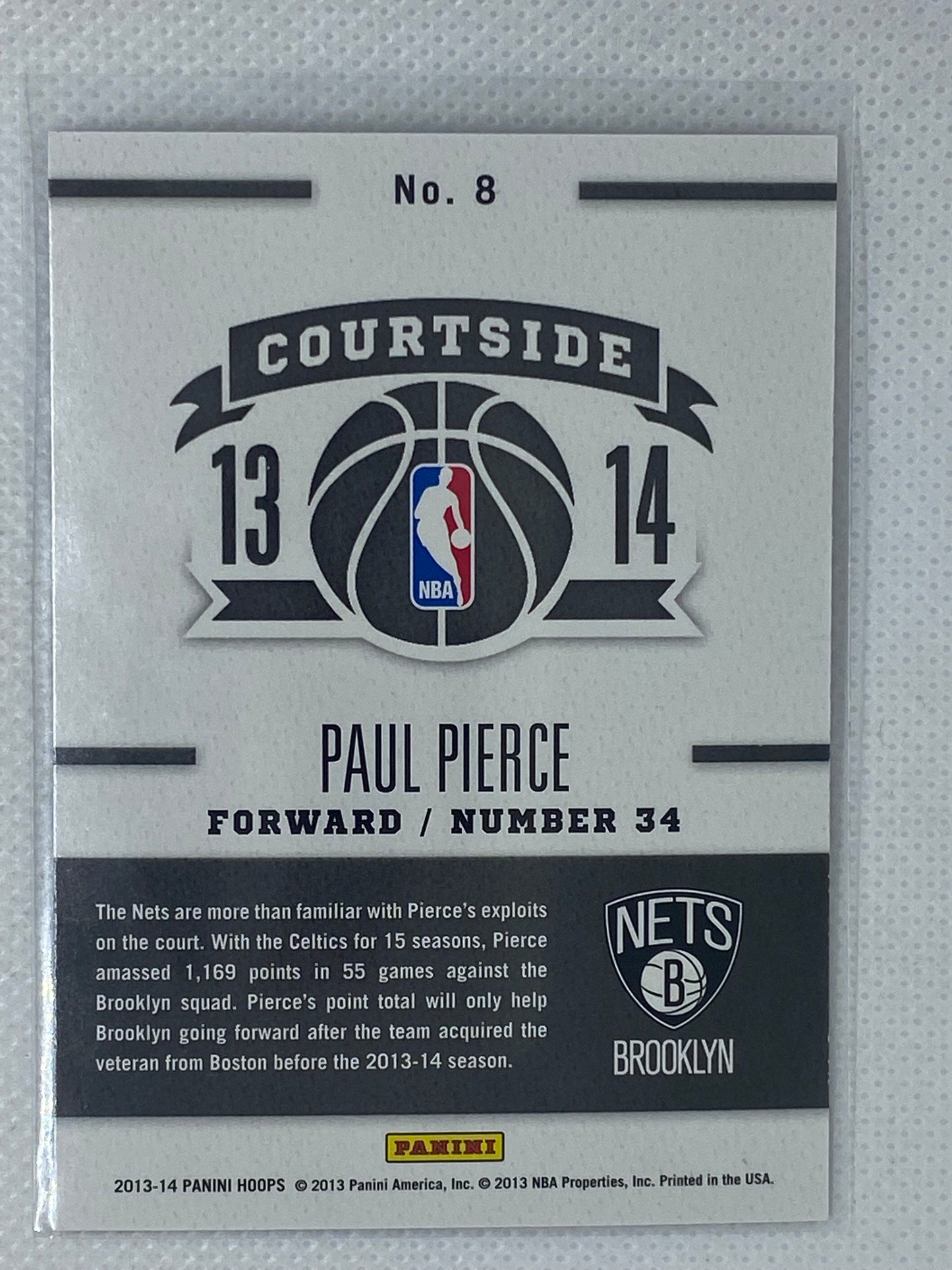 2013-14 Panini Hoops Courtside #8 Paul Pierce Nets