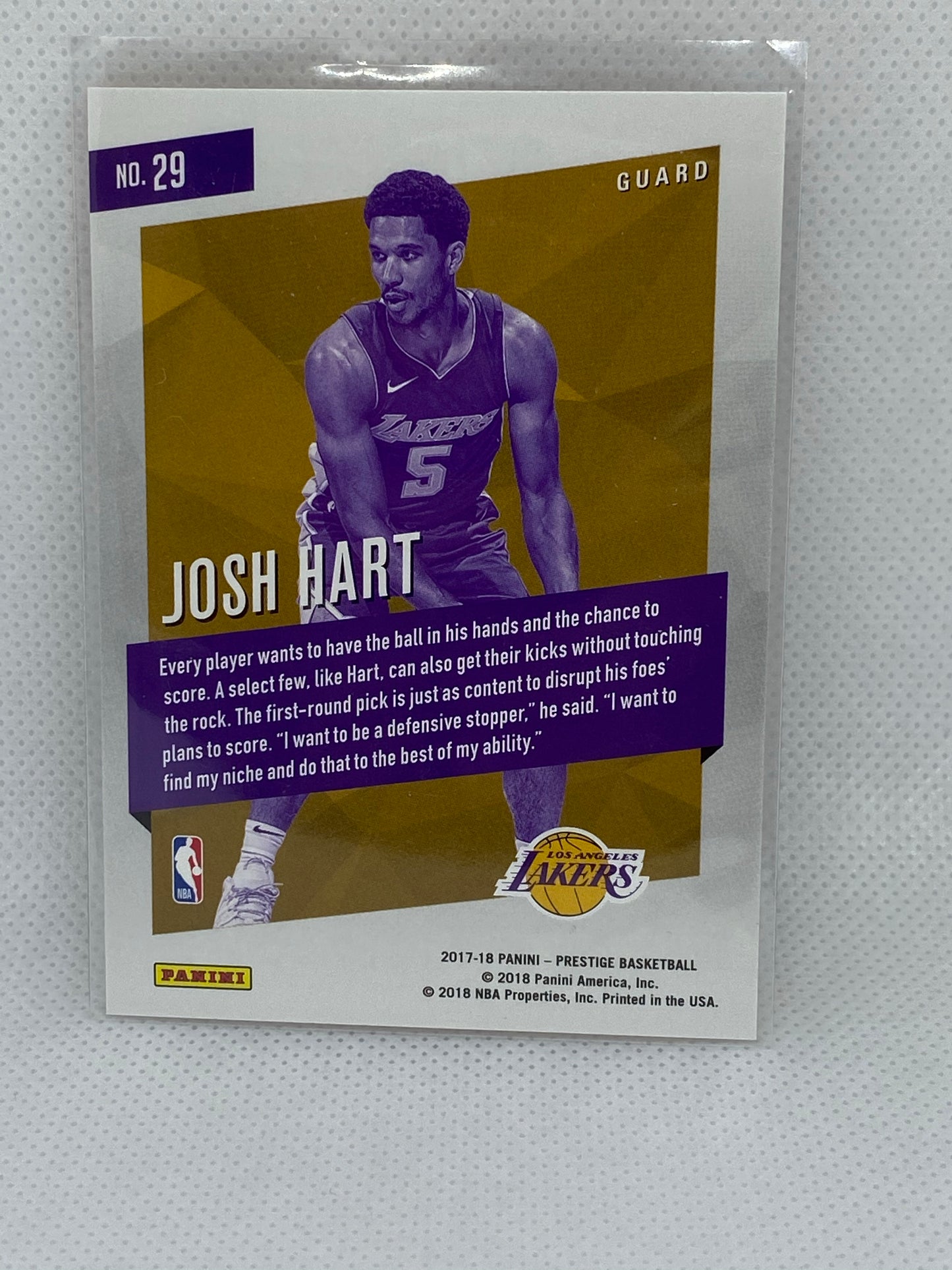 2017-18 Panini Prestige Basketball Micro Etch Orange RC #29 Josh Hart