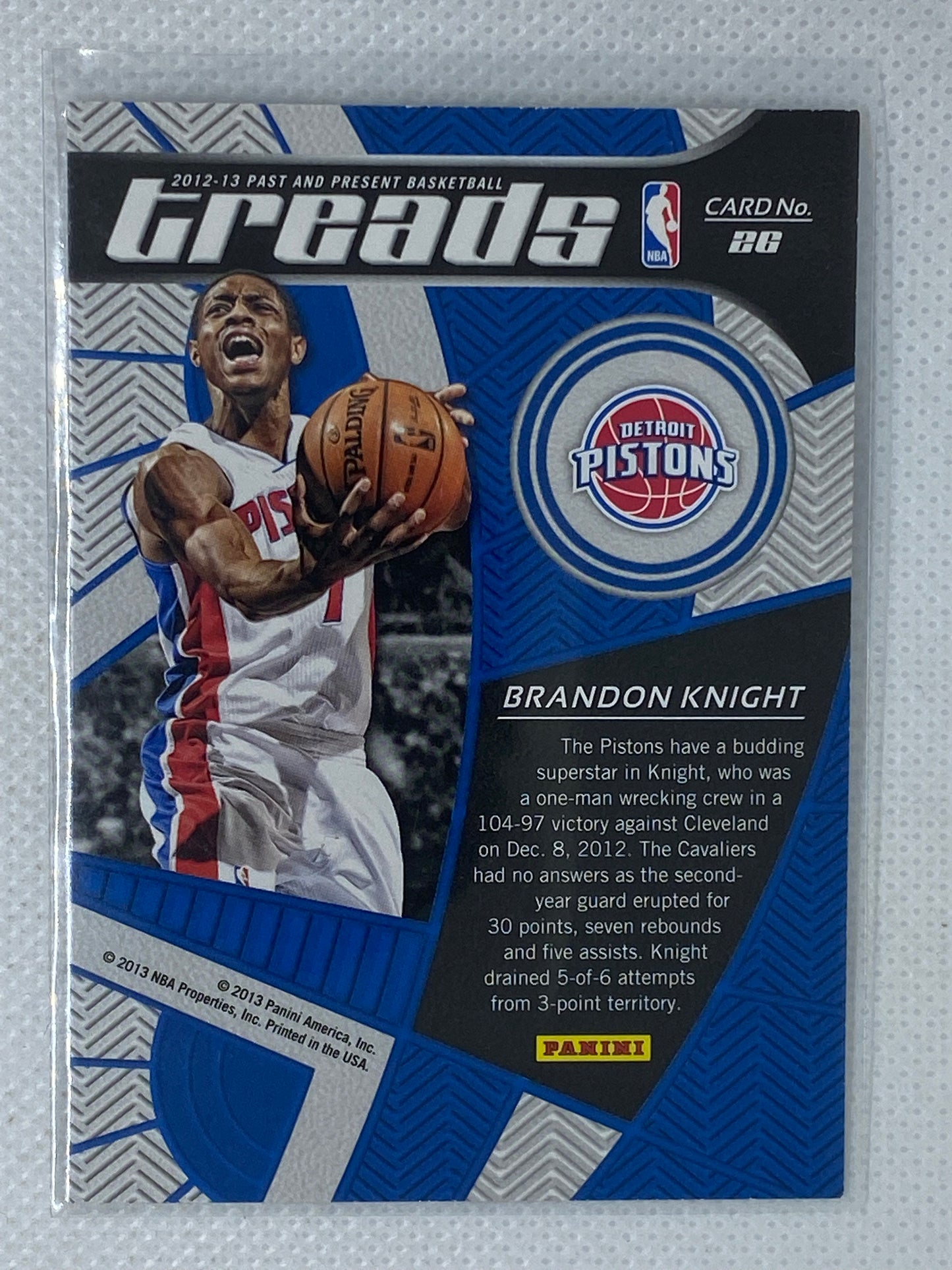 2012-13 Panini Past and Present Treads #26 - Brandon Knight - Detroit Pistons