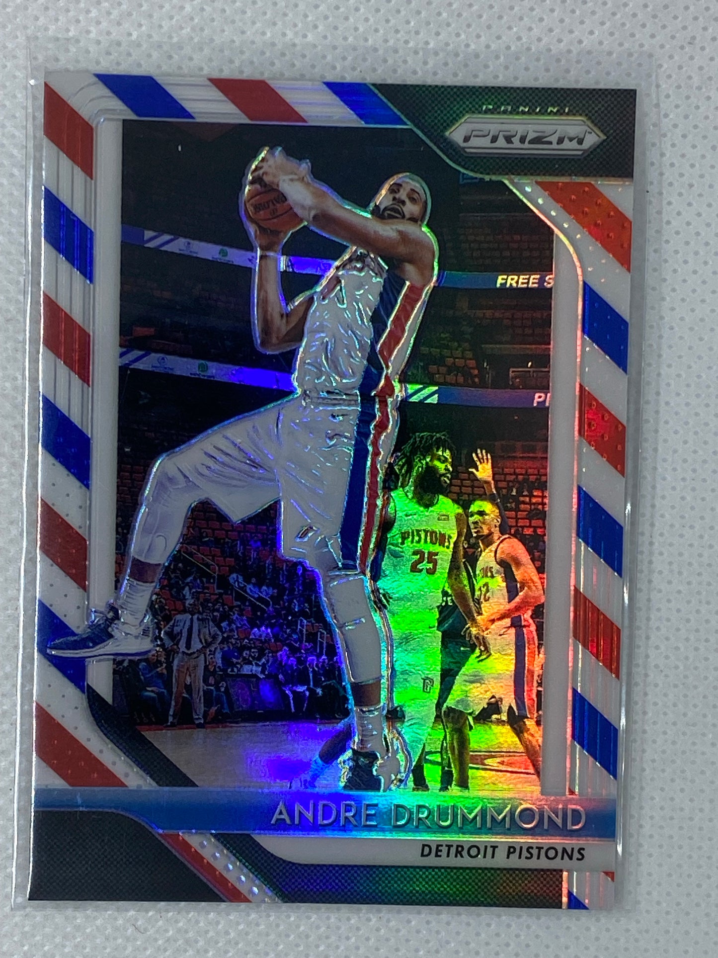Andre Drummond 2018-19 Panini Prizm RWB Red White Blue Card #182 Detroit Pistons