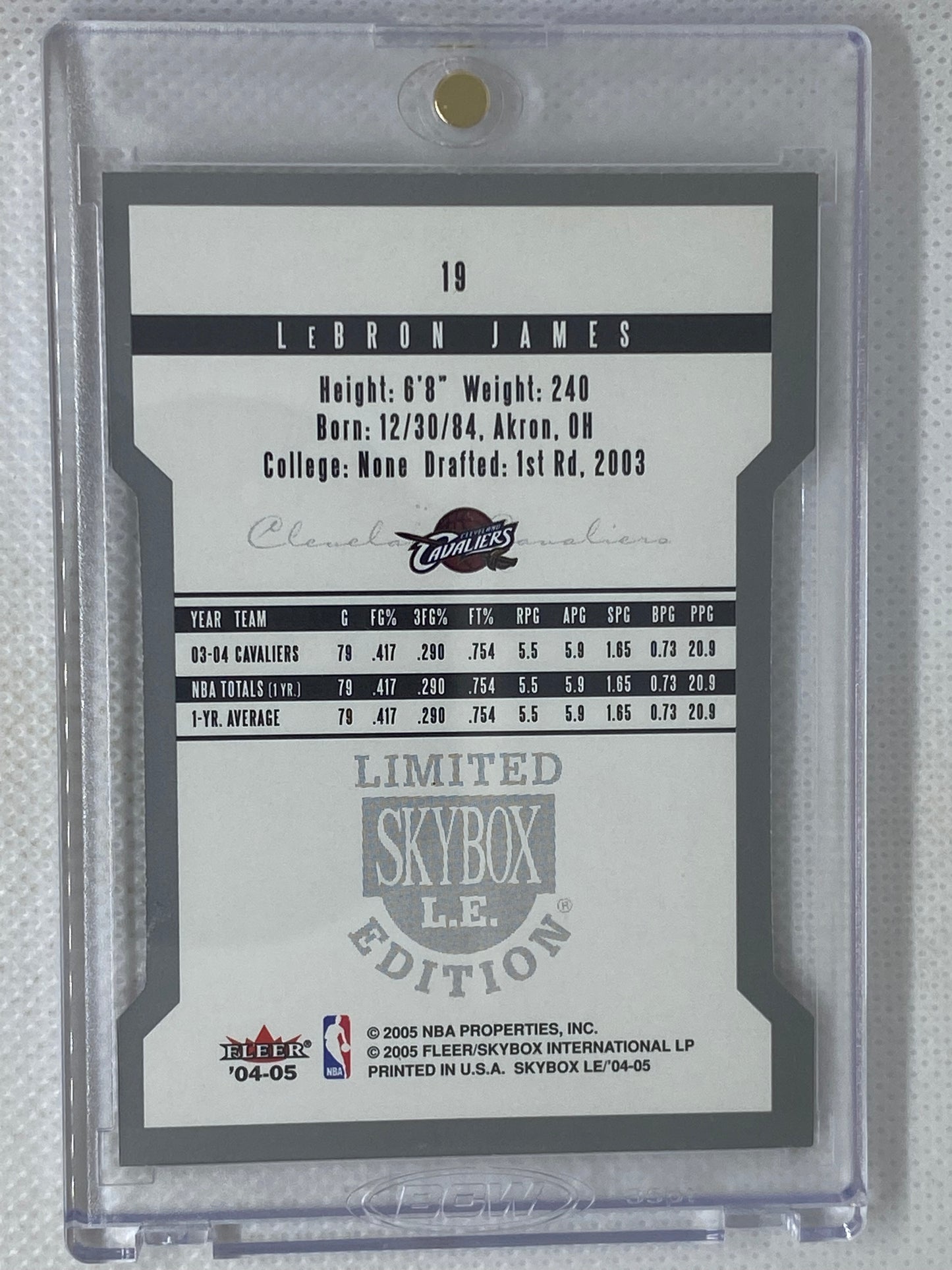 2004-05 Skybox Limited Edition Die-Cut Parallel #19 LeBron James 2nd Year